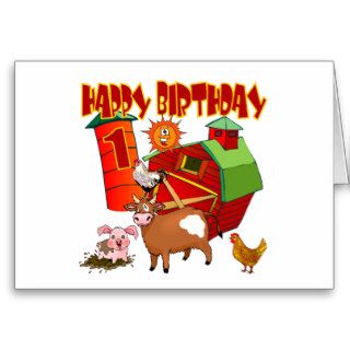 1st Birthday Farm Birthday Card