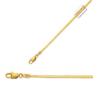 18" 14K Yellow Gold 1.0mm (0.04") Polished Diamond Cut Octagonal Shiny Snake Chain w/ Lobster Clasp Jewelry