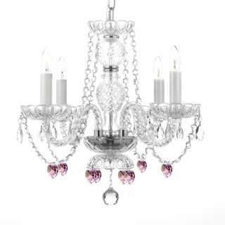 Gallery Venetian Style Crystal Chandeleir with Pink Crystal Hearts Chandeliers & Pendants