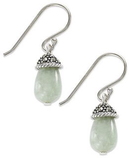 Genevieve & Grace Sterling Silver Green Jade (13 5/8 ct. t.w.) and Marcasite Drop Earrings   Earrings   Jewelry & Watches