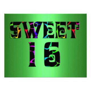 Sweet 16 Green Multi Color Birthday Party Personalized Invitation