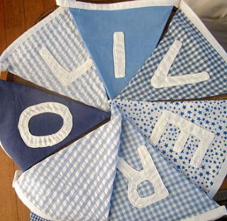 personalised blue bunting by the fairground
