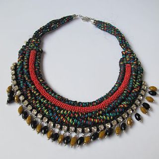 weave and beaded statement necklace by molly & pearl