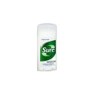 Sure Sure Anti Perspirant Deodorant Original Solid Unscented, Unscented 2.7 oz (Pack of 3) Health & Personal Care