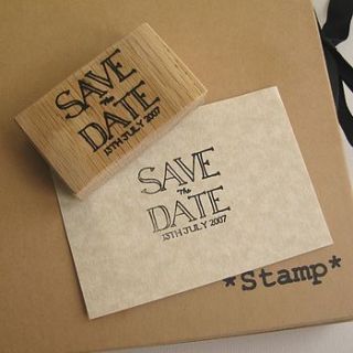 personalised square save the date stamp by serious stamp