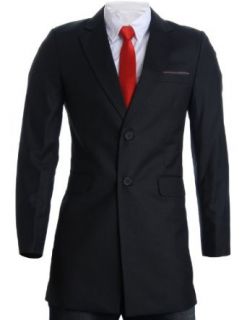 FLATSEVEN Mens Slim Fit Premium Long Blazer Jacket (BJ209) Black, L at  Mens Clothing store Blazers And Sports Jackets