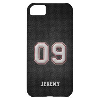 Number 09 Baseball Stitches with Black Metal Look Cover For iPhone 5C