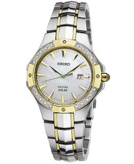 Seiko Womens Coutura Solar Diamond Accent Two Tone Stainless Steel Bracelet Watch 29mm SUT124   Watches   Jewelry & Watches