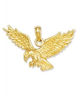 14k Gold Charm, Solid Polished Eagle Charm   Jewelry & Watches