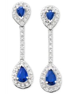 14k White Gold Earrings, Sapphire (1 3/4 ct. t.w.) and Diamond Accent   Earrings   Jewelry & Watches