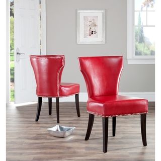 Safavieh Matty Red Leather Nailhead Dining Chairs (Set of 2) Safavieh Dining Chairs