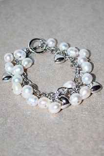 white pearl charm bracelet by lagom