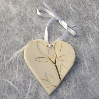 handmade porcelain hanging heart decoration by melissa choroszewska ceramics