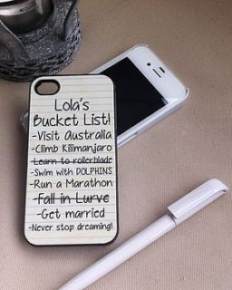 bucket list case for iphone by tailored chocolates and gifts