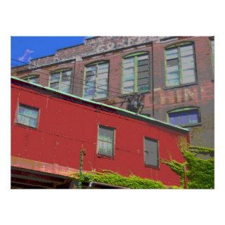 Old Industrial Warehouse and Walkway Poster