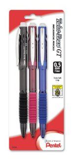 Pentel Twist Erase GT (0.5mm) Mechanical Pencil, Assorted Barrel Colors, Color May Vary, Pack of 3 (QE205BP3M) 