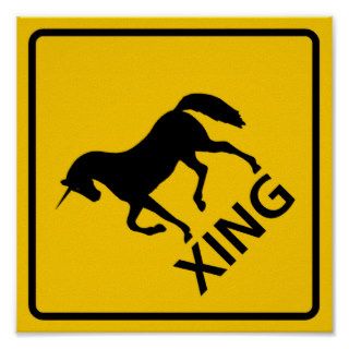 Unicorn Crossing Highway Sign Print