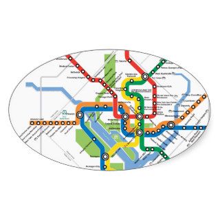 Washington Transit DC Subway Map Underground Oval Stickers
