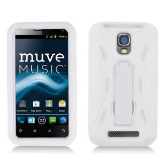 Aimo Wireless ZTEV8000PCMX208S Guerilla Armor Hybrid Case with Kickstand for ZTE Engage V8000   Retail Packaging   White Cell Phones & Accessories