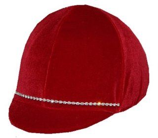 Equestrian Riding Helmet Cover   Red Velvet with Swarvoski Brow Band  Sports & Outdoors