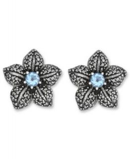 Genevieve & Grace Sterling Silver Earrings, Marcasite Square Knot Clip On Earrings   Earrings   Jewelry & Watches