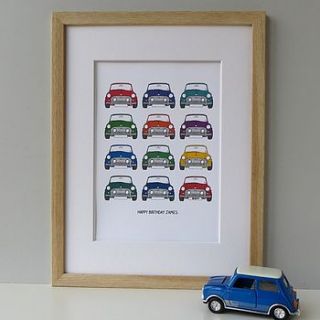 personalised mini cooper car print by wink design