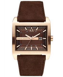 AX Armani Exchange Watch, Mens Brown Suede Leather Strap 36x43mm AX2206   Watches   Jewelry & Watches