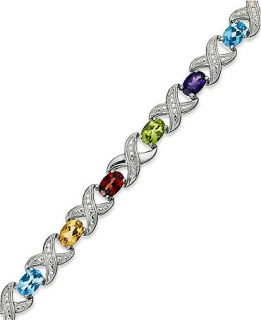 Sterling Silver Bracelet, Multi Stone (6 1/2 ct. t.w.) and Diamond Accent XO Bracelet   Bracelets   Jewelry & Watches