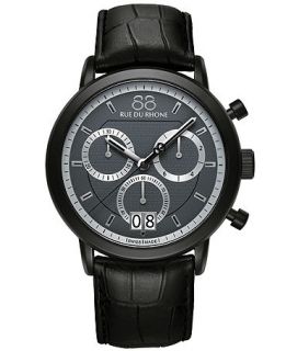 88 RUE DU RHONE Watch, Mens Swiss Chronograph Double 8 Origin Black Leather Strap 45mm 87WA130021   Watches   Jewelry & Watches