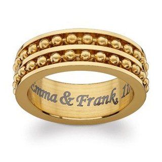 Gold Stainless Steel Engraved Ball Bead Spinner Band, Size 8 Jewelry Products Jewelry