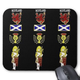 Scottish Lion, Thistle, Flag and Piper in Tartan Mousepad
