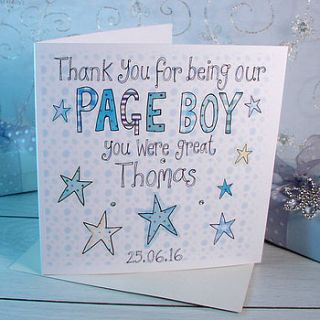 personalised page boy thank you card by claire sowden design