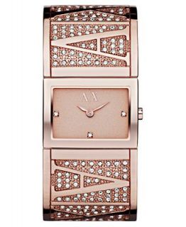 AX Armani Exchange Watch, Womens Rose Gold Ion Plated Stainless Steel Bracelet 19x26mm AX4114   Watches   Jewelry & Watches
