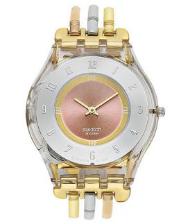 Swatch Watch, Womens Swiss Tri Gold Small Tri Tone Stainless Steel Three Bar Bracelet 34mm SFK240B   Watches   Jewelry & Watches