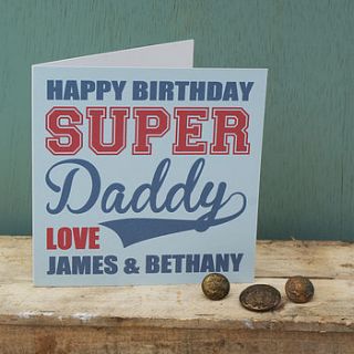 personalised super daddy father's day card by sparks living