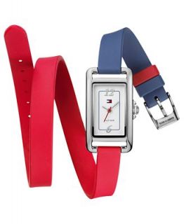 Tommy Hilfiger Watch, Womens Red and Blue Silicone Double Wrap Strap 37x20mm 1781226   Watches   Jewelry & Watches
