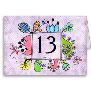 Folk Art Frame Number Age Girls Birthday Card