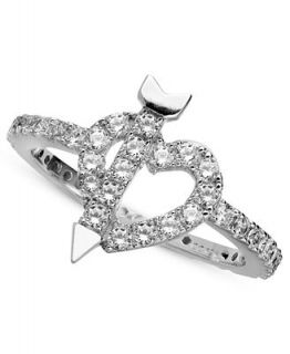 CRISLU Ring, Platinum Over Sterling Silver Cubic Zirconia Heart and Arrow Ring (1/2 ct. t.w.)   Fashion Jewelry   Jewelry & Watches