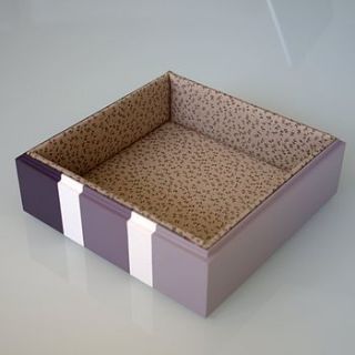 purple striped box with padded interior by revived furniture