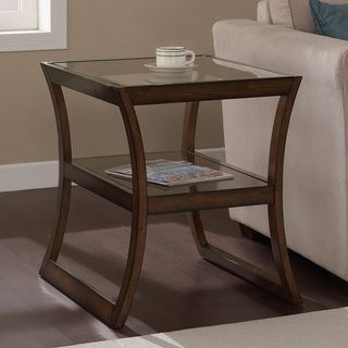 Rectangular Walnut Glass top End Table Coffee, Sofa & End Tables
