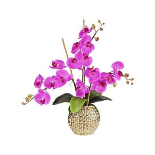 26" Artificial Orchid Blossoms with Bamboo in Ceramic Pot