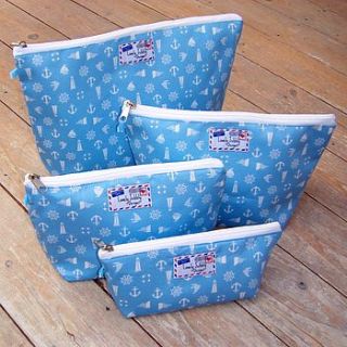 nautical anchor lighthouse cosmetic wash bag by lovely jubbly