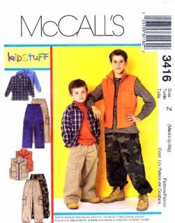 Mccall's Sewing Pattern 3416 Children's and Boy's Shirt, Vest, Pants, Sporting/Outdoors Size Z   MED, LG & XLG