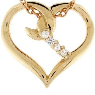 14k Solid Gold 0.06cttw Diamond Heart Fancy Charm Pendant Jewelry