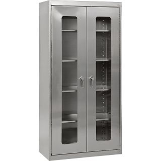 Sandusky Buddy Clearview Stainless Steel Storage Cabinet — 36in.W x 18in.D x 72in.H, Model# SA4V 361872-XX  Storage Cabinets