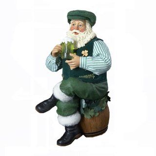 Kurt Adler 10 Inch Fabriche Irish Santa with Beer   Holiday Figurines