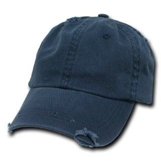 Navy Blue Vintage Distressed Polo Style Low Profile Baseball Cap Hat 