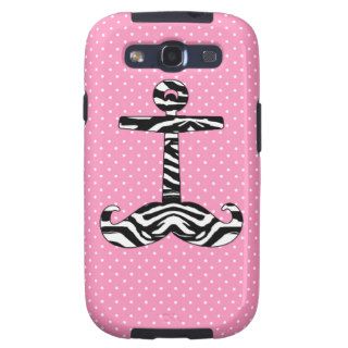 Funny Zebra Stripe Mustache Anchor Pink Polka Dots Samsung Galaxy SIII Cases