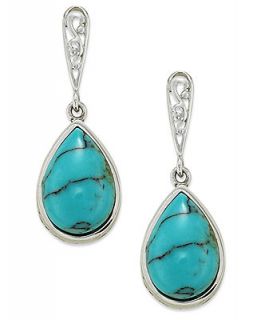 Manufactured Turquoise Drop Earrings in Sterling Silver (8 ct. t.w.)   Earrings   Jewelry & Watches