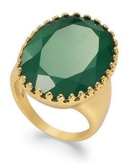 14k Gold over Sterling Silver Ring, Green Onyx Ring (25mm x 17mm)   Rings   Jewelry & Watches